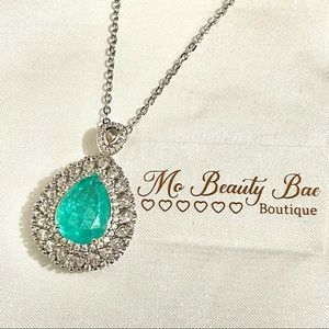 Silver Ocean Blue Tear Drop Necklace